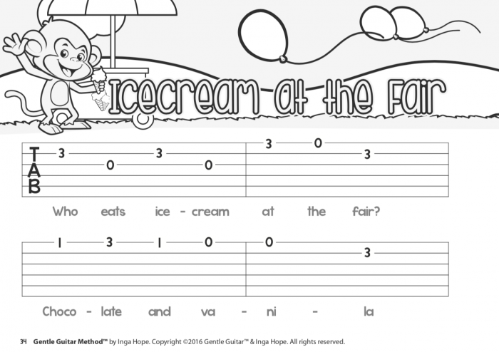 SONGBOOK 1 eBook (PDF)<br/>(Ages 5-8 )<br/> TAB Notation - Image 6