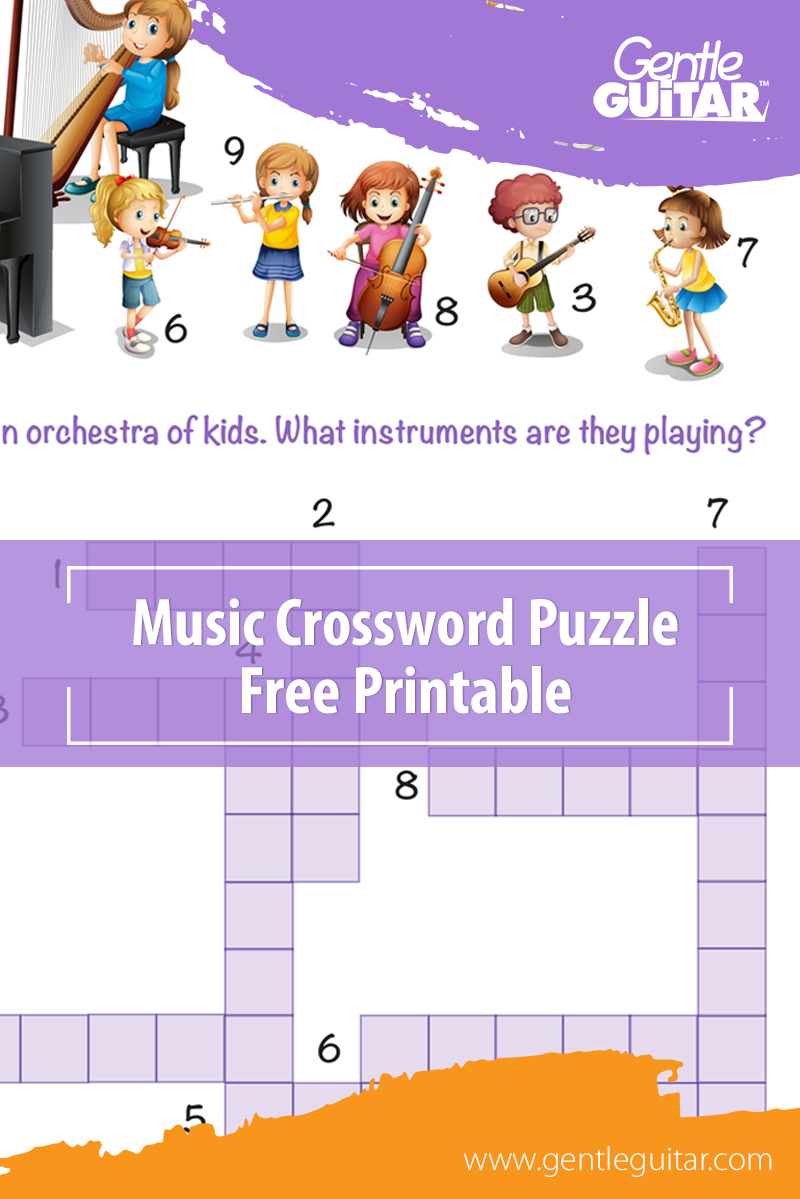 music crossword puzzles printable orchestra kids gentle guitar